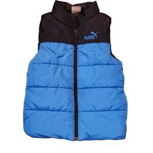 Puma Black and Blue Quilted Puffer Vest Kids XXS